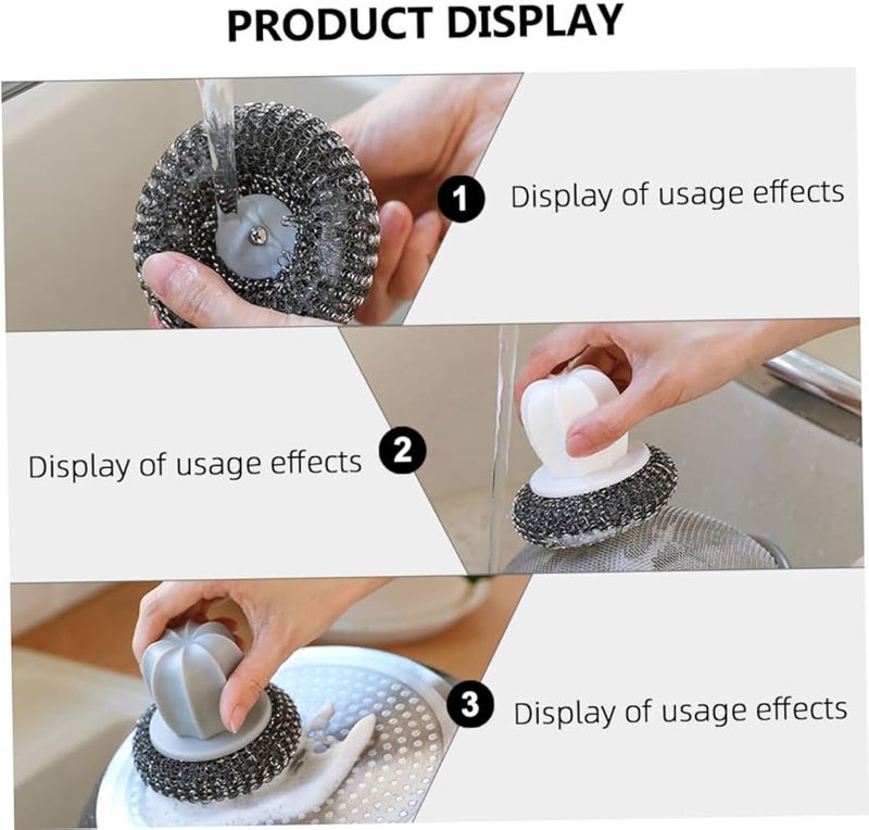 2Pcs Cactus Design Dish Brush Set Non Slip Handle Kitchen Scrubber Random Color - Image 4